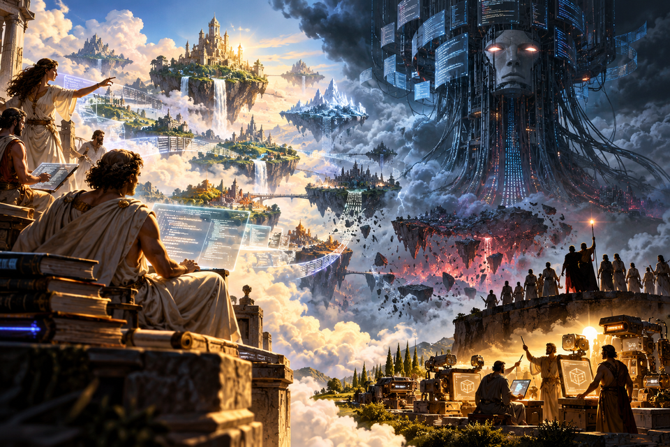 A world where gods are coding